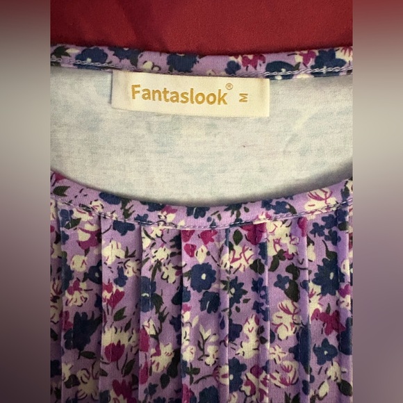 nwt-Floral Purple Medium 
3/4 Length Sleeve Top Crew Neck 
Dressy Casual Blouses - Picture 4 of 6